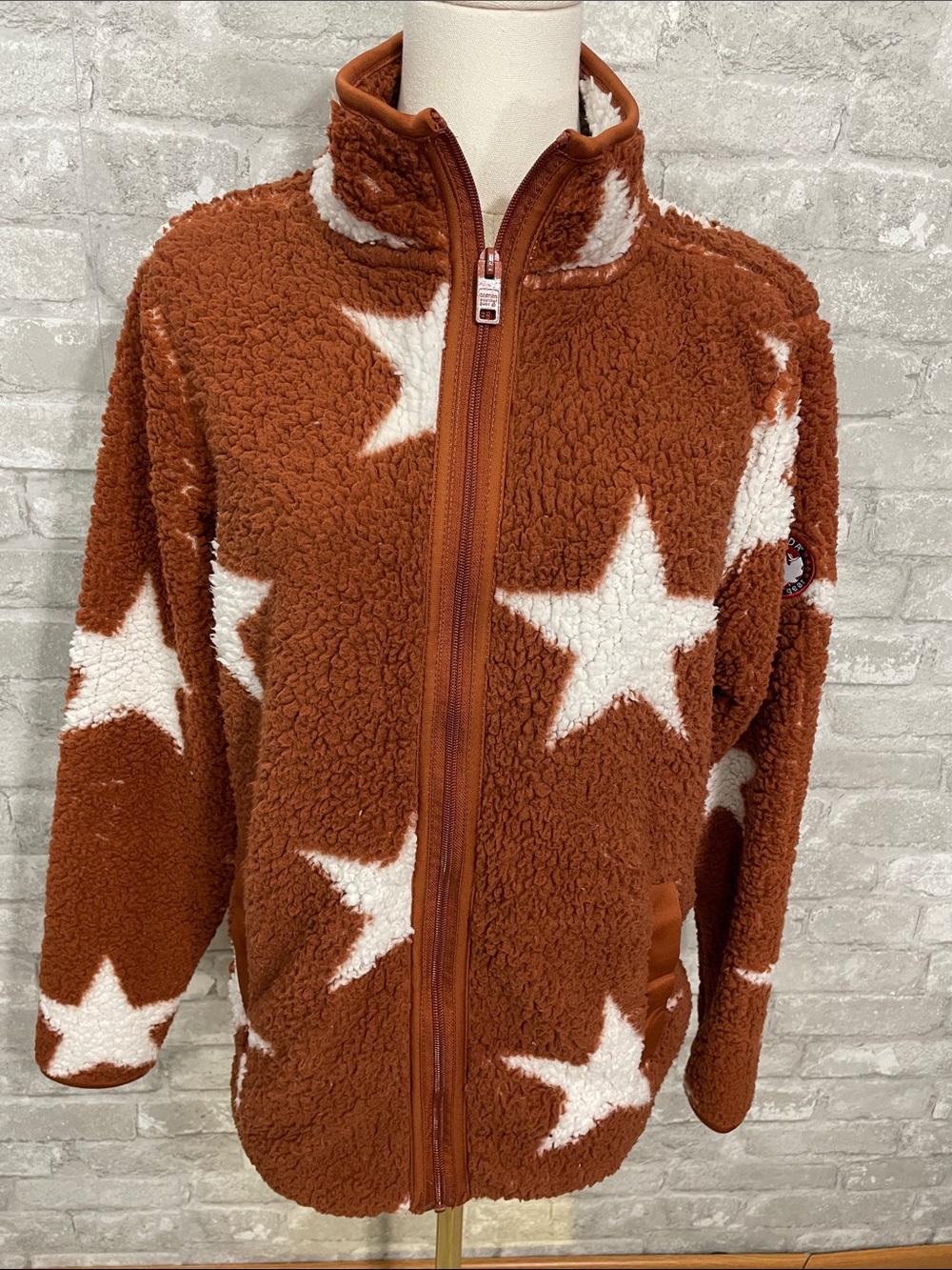Canada Weather Gear Women’s Rust Star Sherpa Zip Jacket - Cozy Full-Zip